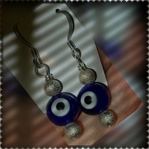 CobaltHandmadeGlassLampworkSilverLazerDustEar